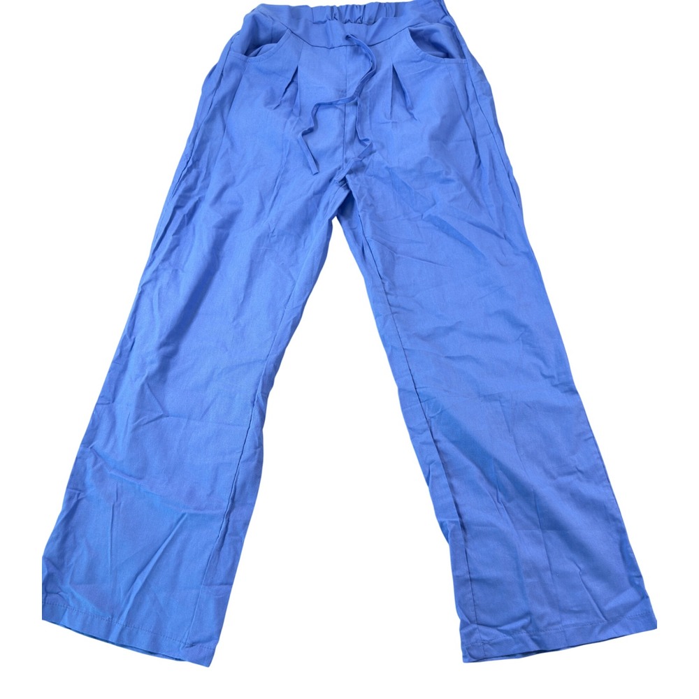 Unbranded Wide Leg Pants Women Large Blue Drawstring High Rise Pleated Summer - Picture 10 of 16